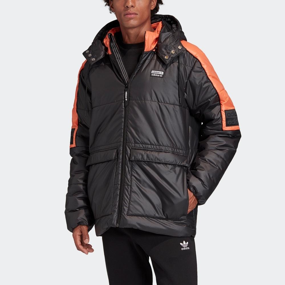 adidas originals R.y.v. Padded Stay Warm Colorblock Sports mid-length Hooded Padded Jacket Black Men's GC8687