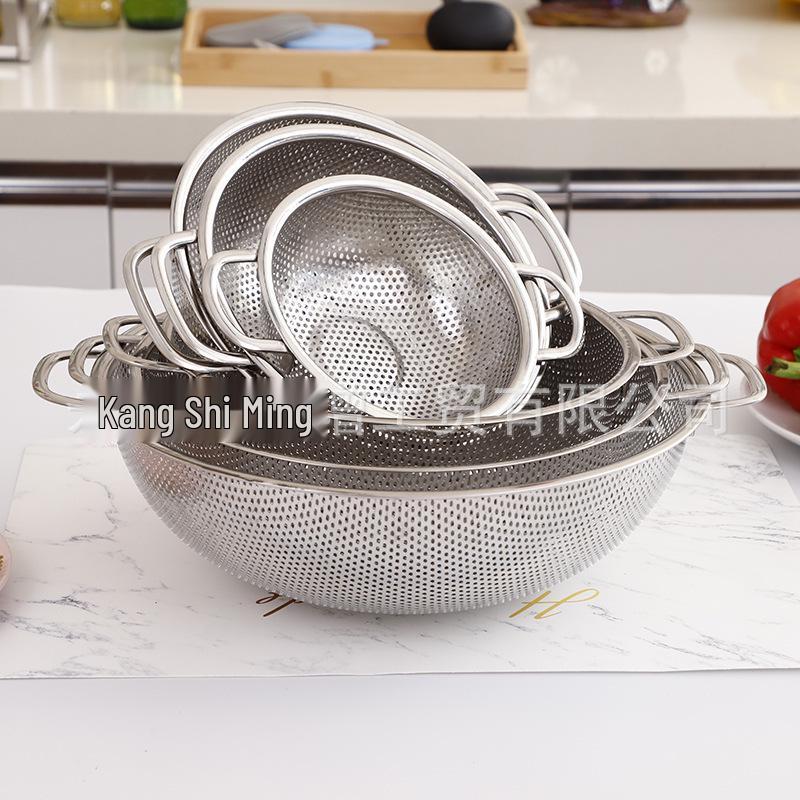 

Stainless Steel Kitchen Basket: Fruit, Vegetable, and Rice Washing Mesh Basin 16.5 cm