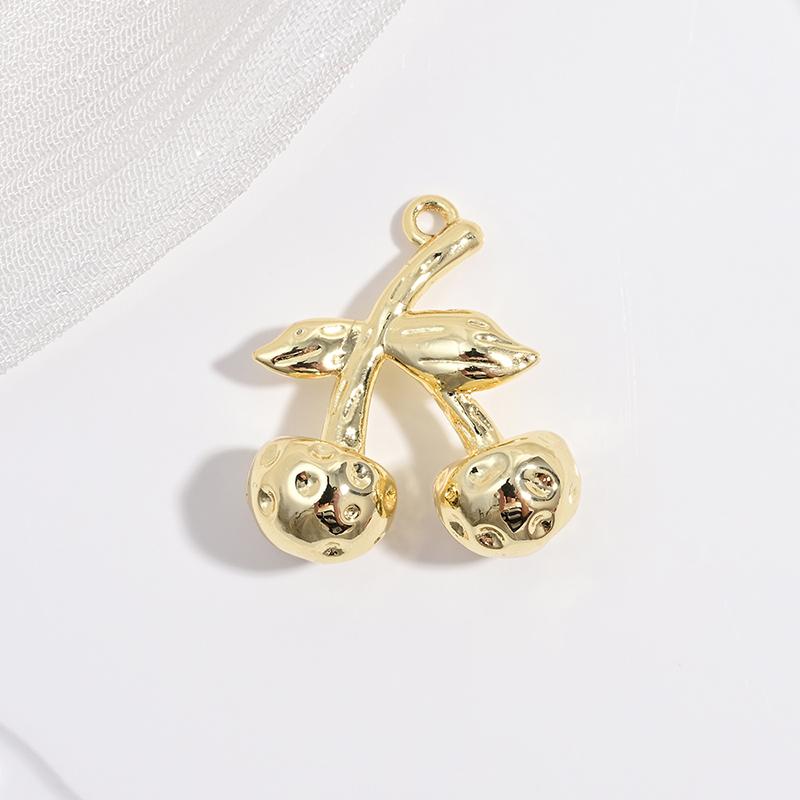 ZHUKOU Enamel Oil Drop With CZ Stone Strawberry Cherry Fruit Series Pendant DIY Handmade Jewellery Accessories:VD1654-1665
