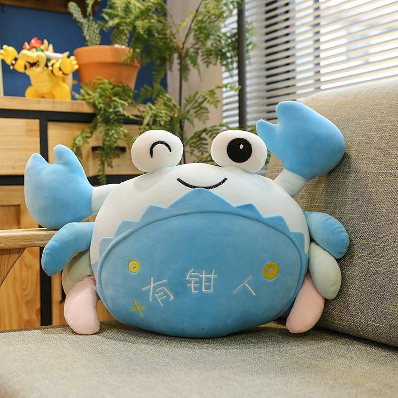 Adorable Cartoon Crab Plush Toy Stuffed Animal Pillow Down Cotton Cushion