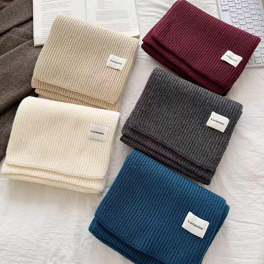 Women's Korean Style Soft Wool Knit Scarf - Winter Fashion, Thickened Warmth, Versatile for Students
