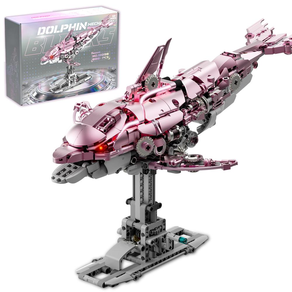 

Mechanical Dolphin Building Blocks Model Bricks With Light Creative Ocean Animal DIY Desktop Decor Toys Christmas birthday gifts 888pcs