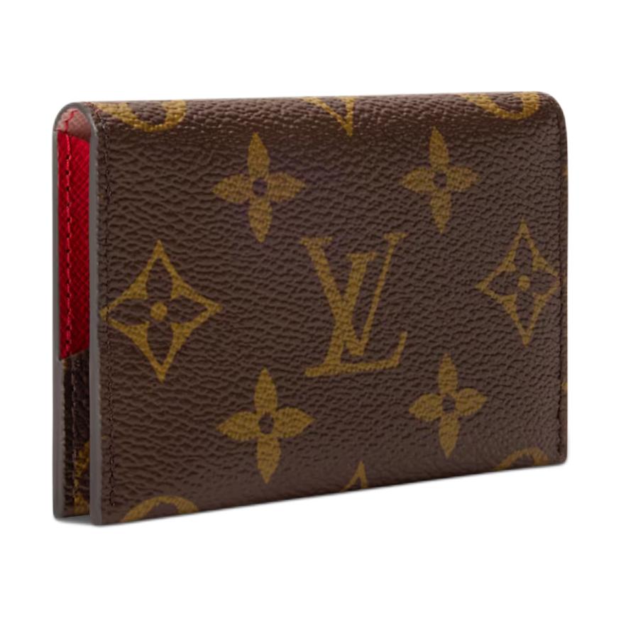 Louis Vuitton Schlankes Zweifarbiges Design Glänzender Druckknopf Beschichtetes Canvas Kartenhalter Unisex Kartenhalter Braun M26901