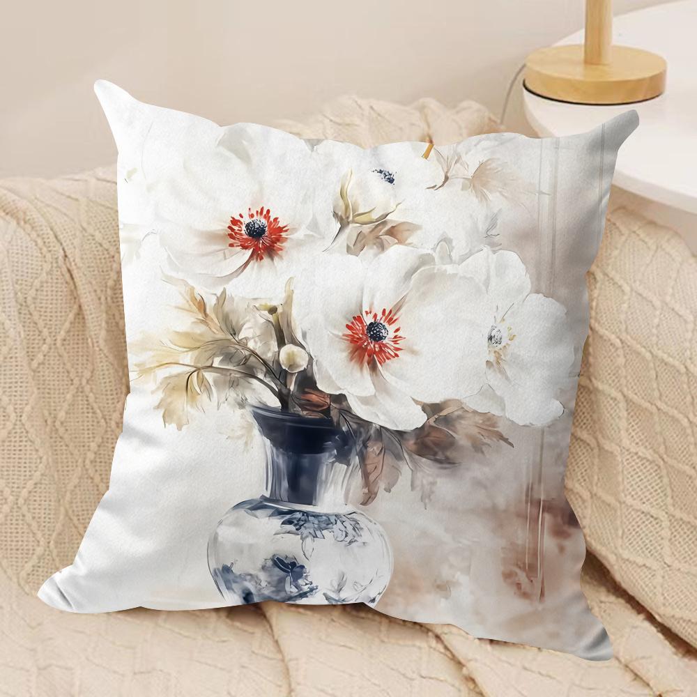 Wild Flower Cushion Cover Soft Plush Fabric DoubleSided Printed Cushion Covers for All Seasons Modern HomeDecor Gift