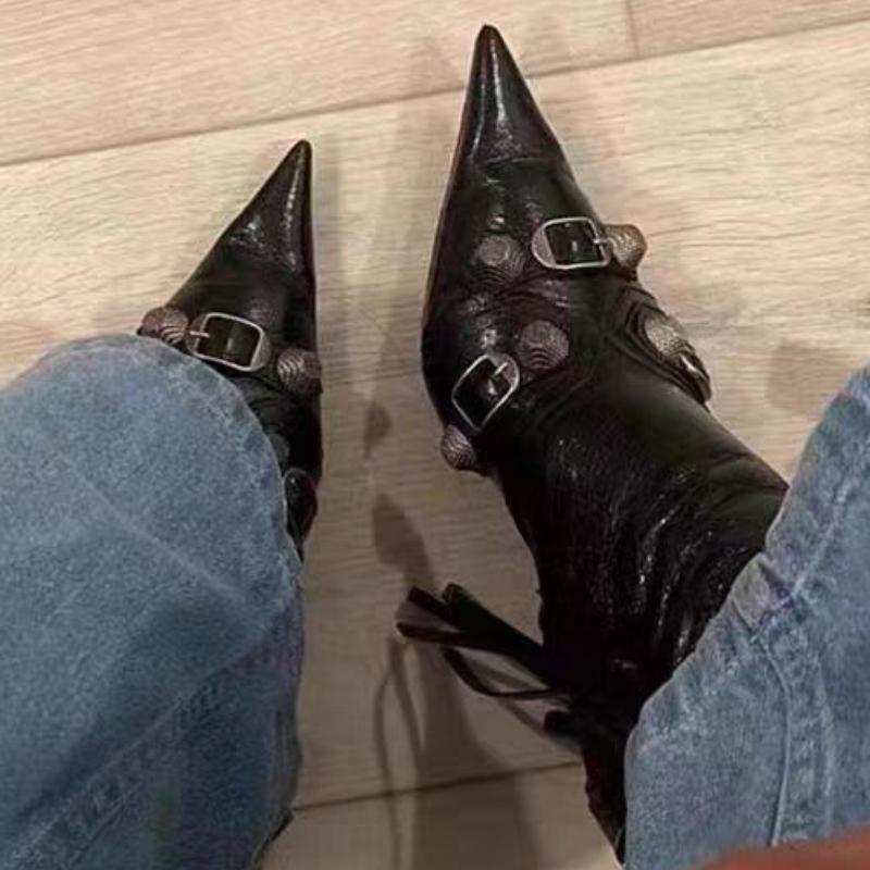 Modne seksowne wysokie obcasy, botki damskie, szpiczaste noski, buty na obcasie, projektant 2025, zima, nowe, imprezowe, Chelsea Goth, modne buty, czółenka, botki