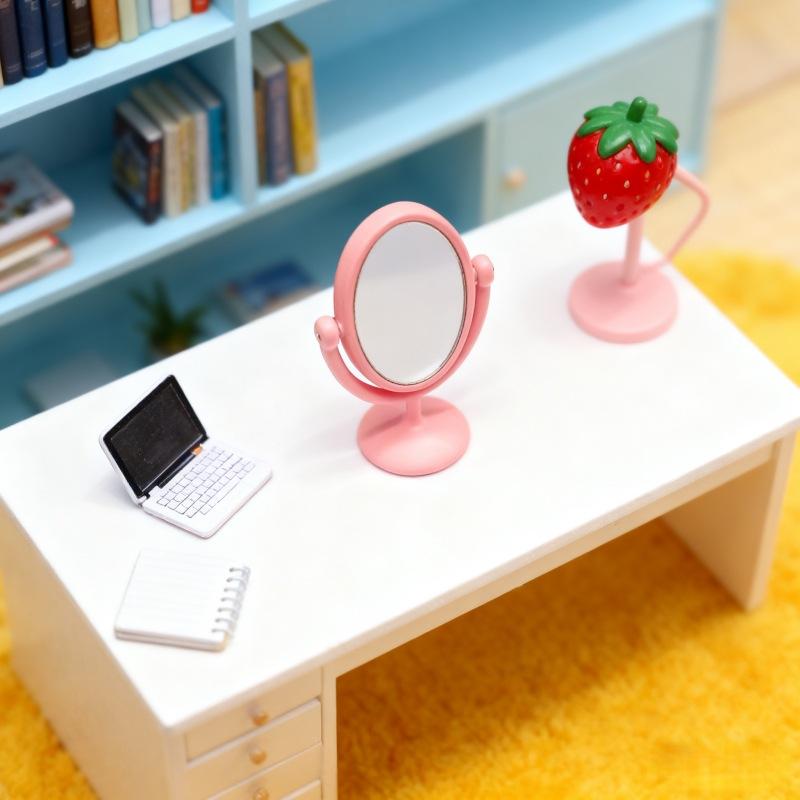 

1:12 Scale Miniature Table Mirror - Dollhouse Bedroom Furniture Accessory розовый