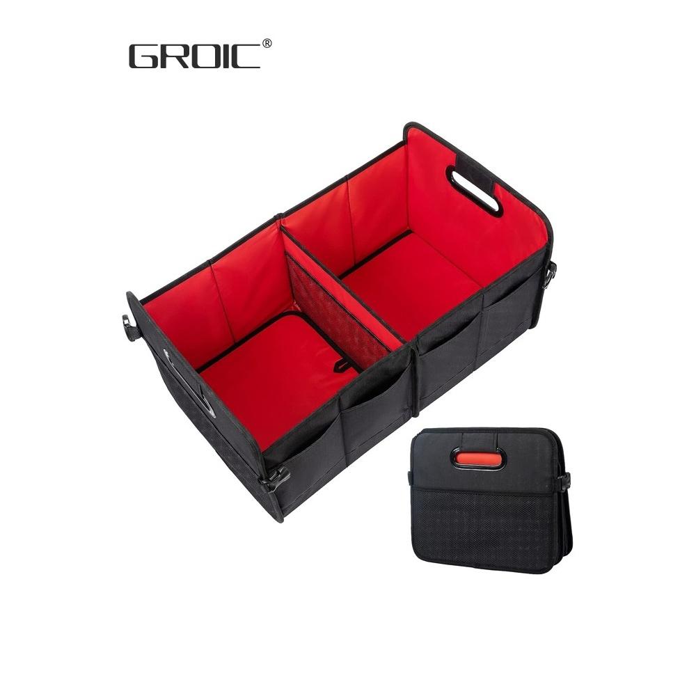 

Foldable Car Trunk Organizer Large Capacity Luggage Storage Box With 2 Compartments & Multi-Pockests Trunk Storage Organizer Bin Car Storage Organize