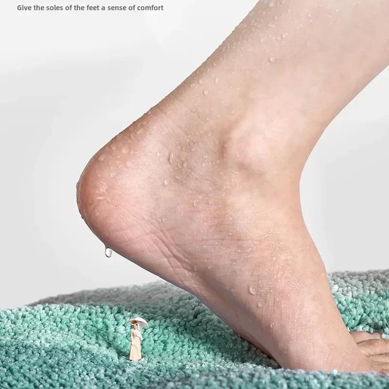 Striped Bathroom Thickened Floor Mat Long Hair Anti-fouling Anti-slip Mat Super Absorbent Floor Mat Soft Skin-friendly Mat