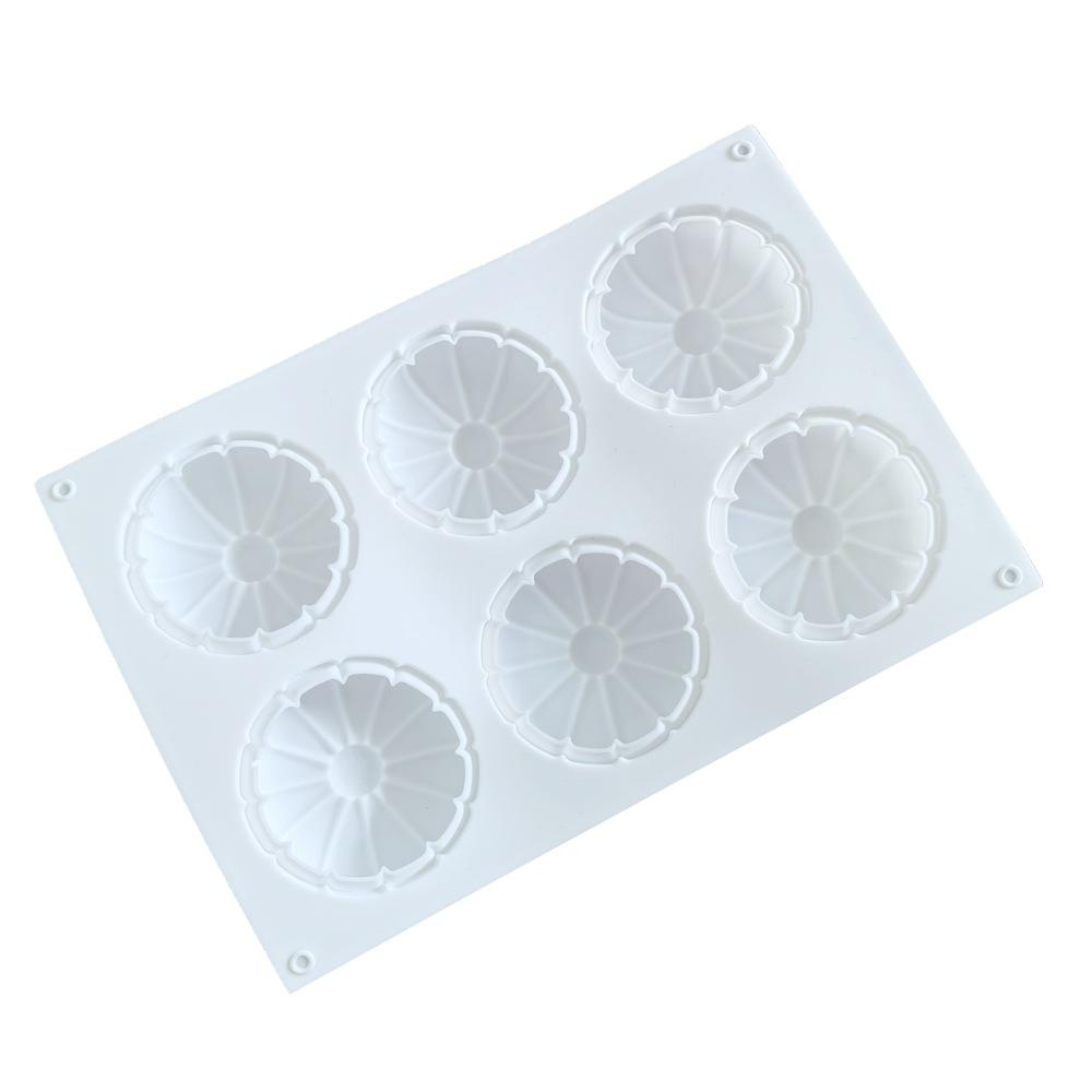 1 Pc Baking 6 Even Sunflower French Mousse Dessert Cake Mold Chrysanthemum Hemp Mold Chocolate Silicone Candle Mold