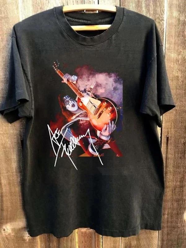 Vintage Ace Frehley Smoking TShirt Rock Band Graphic Unisex Unisex T-Shirt S