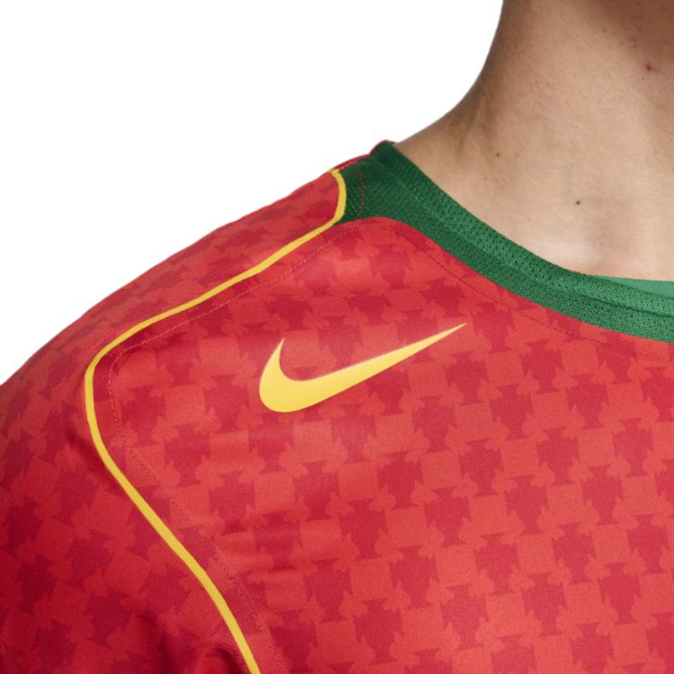 Nike 2004 Portugalsko Domácí 7 Logo Figo Kulatý výstřih Krátký rukáv Fotbalový dres Unisex fotbalový dres Červený HV9708-614