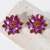 Trend Crystal Flower Studs With Electroplated Alloy And Gold Ear Pins For Women