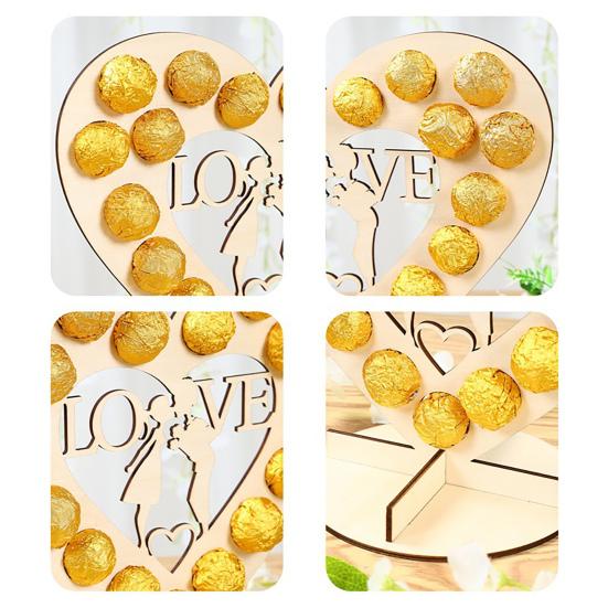 Hölzliches Schokoladen-Präsentationsregal Herzförmiger Schokoladenständer Romantische Tischdekoration für Hochzeiten Partys Veranstaltungen