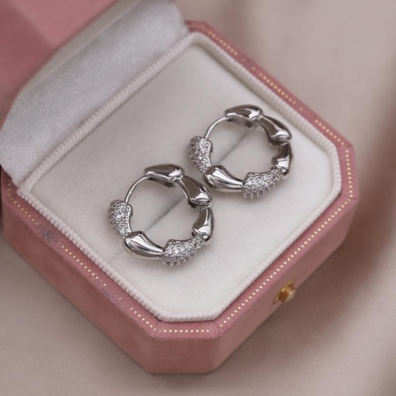 French new fashion jewelry two-tone plated water drop zircon geometric earrings elegant women's daily work bright accessories