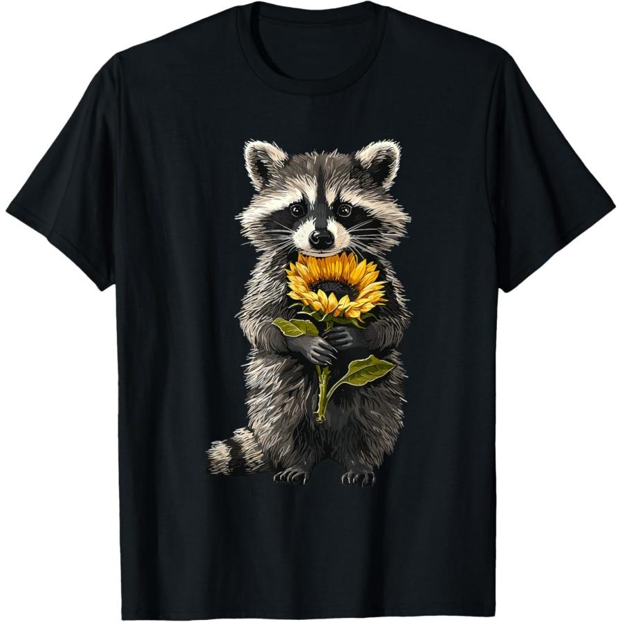 

Raccoon Holding Sunflower Cute Flower Mothers Day T-Shirt XXXXXL чорний