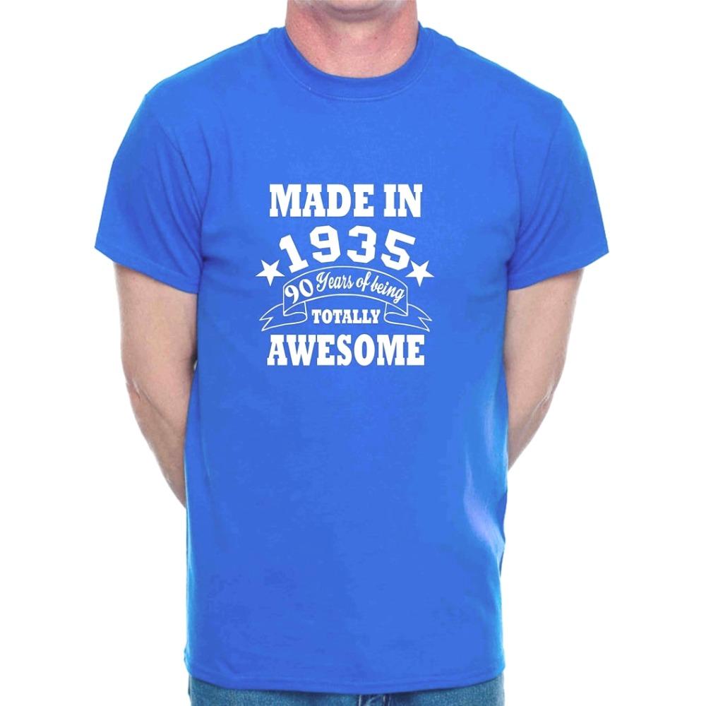 Made in 1935 Unique Printed Tshirt 90 Years of Being Awesome Novelty Funny TShirt Woman Man Cotton Crewneck Creative Tops