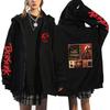 Berserk Anime Hooded Zip-Up Sweatshirt Men Oversized Fleece-Lined Pullover With Drawstring Cap Side Pockets