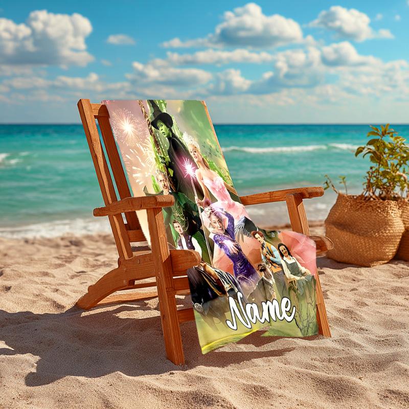Personalized customized proof beach towel with Wicked pattern - soft, absorbent,quick-drying,perfect swimming,camping&bathing
