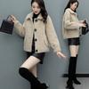 Women's Turn Down Collar Long Sleeve Cardigan Slim Fit Solid Fall Winter Faux Shearling Jacket