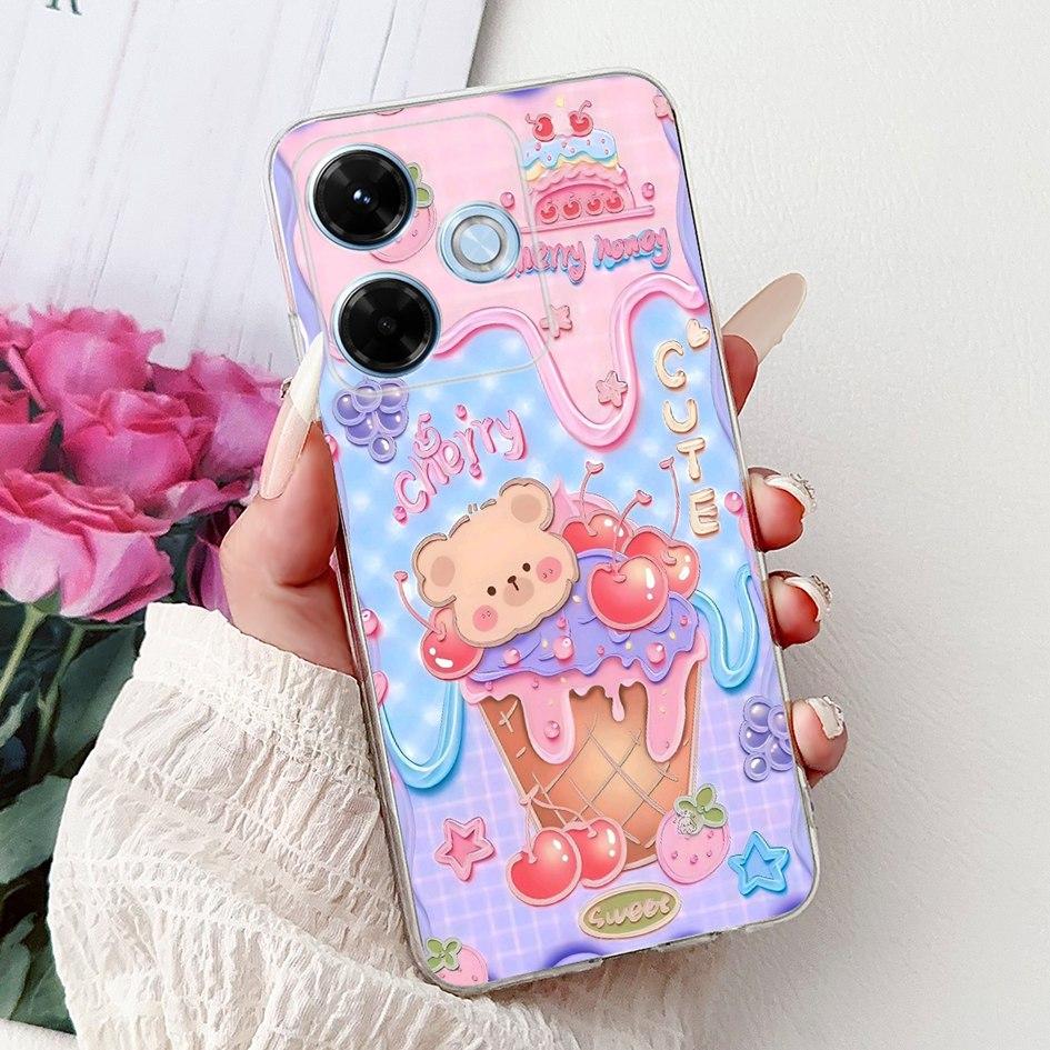 New For Xiaomi Redmi 13x 4G Case Cute Cartoon Panda Machine Flower TPU Soft Silicone Cover For Xiomi Redmi 13X Shockproof Bumper