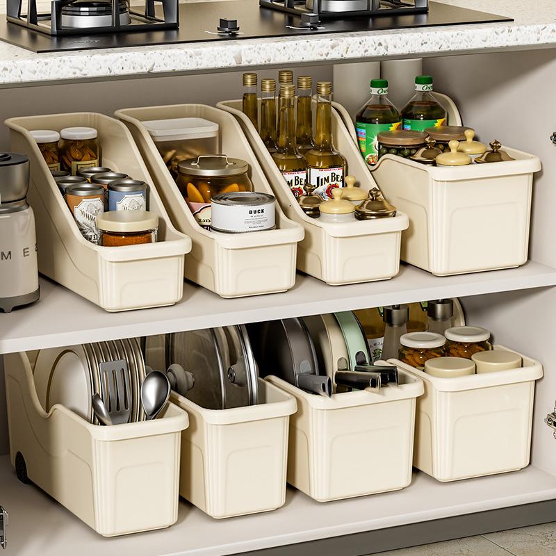 Küchen-Aufbewahrungsbox, Reinigungs- und Haushalts-Großraum-Aufbewahrungsbox im japanischen Stil für Kochgeschirr mit Rollen Aufbewahrungsbox