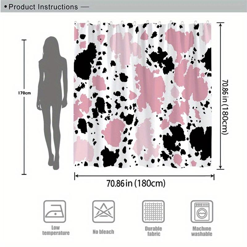 1Pc Pink And Black Abstract Splash Pattern Shower Curtain Machine Washable Polyester With Hooks Suitable For Bathroom Decoration
