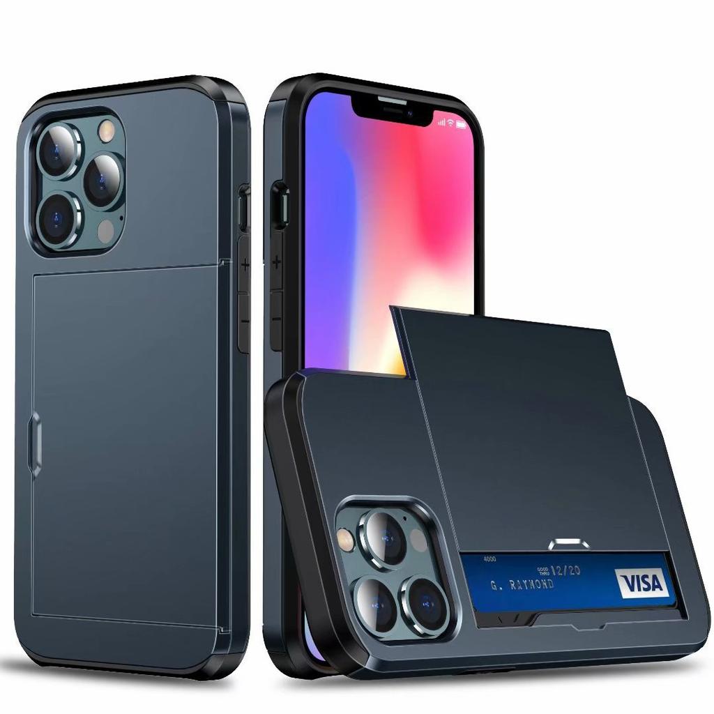 Applicable to iphone11promax mobile phone case Apple 11 slide cover card 1.1 inch 2-in-1 card bag protective case