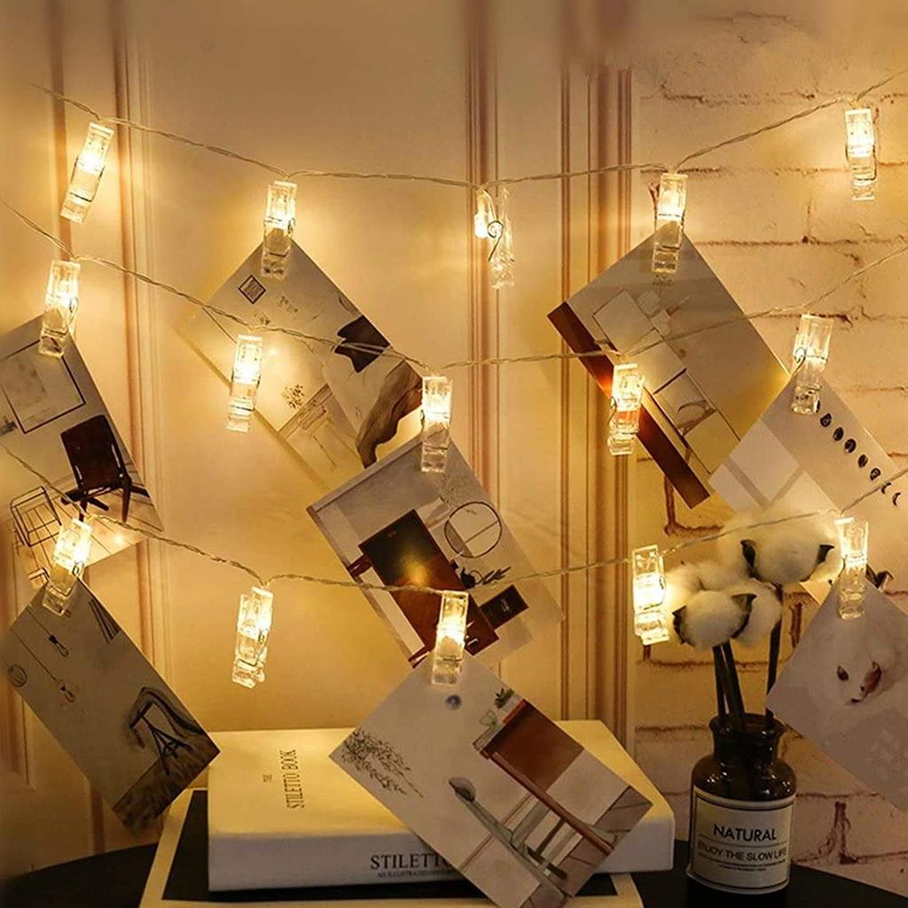 BQuel Photo Decoration Lights 3M 30 LED String Lights, 30pcs, Photo Clips, DIY Wall Decoration, Garden Lights, Jewelry Lights, Wire Lights, Indoor &