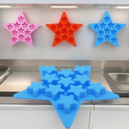 Star-Shaped Silicone Ice Cube Tray Food-Grade Flexible Mold for Ice Candy Chocolate Easy-Release Dishwasher Safe Creative Baking Tool