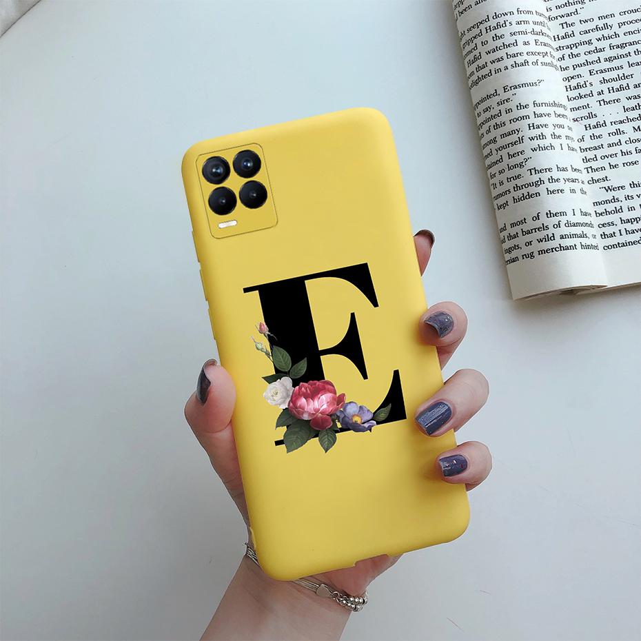 For Realme 8 Pro Case Silicon Soft Letter Monogram Flowers Phone back cover For Oppo Realme8 4G RMX3085 Realme 8 Pro Bumper Case