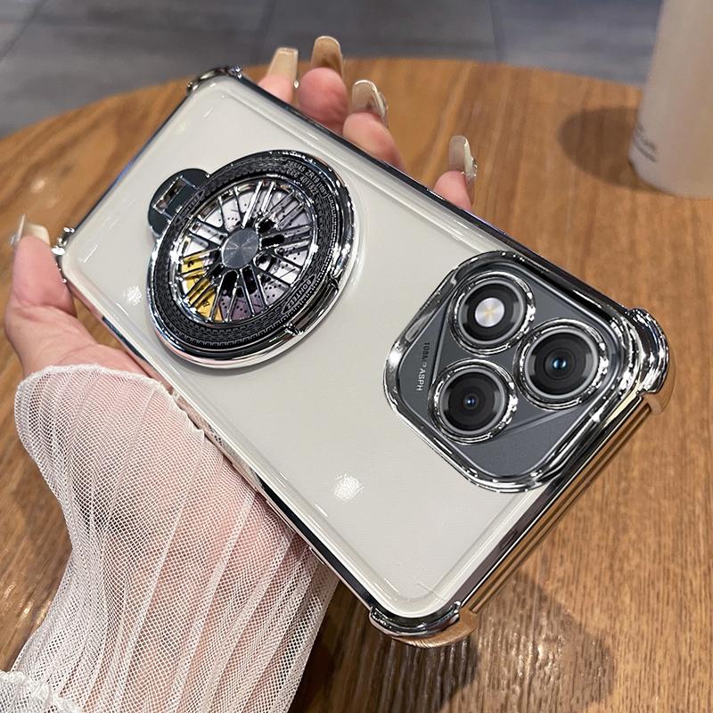 Funda For Honor 400 Lite Case Magnetic Gyroscope Holder Plating Airbag Camera Protect Silicone Transparent Bumper Back Cover