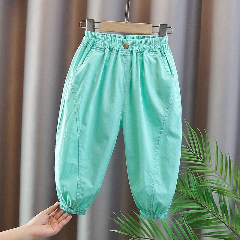 

Хлопковые спортивные штаны для девочек, летние тонкие детские штаны, спортивные штаны, детские штаны от комаров, летние штаны-фонарики 130 зелёный