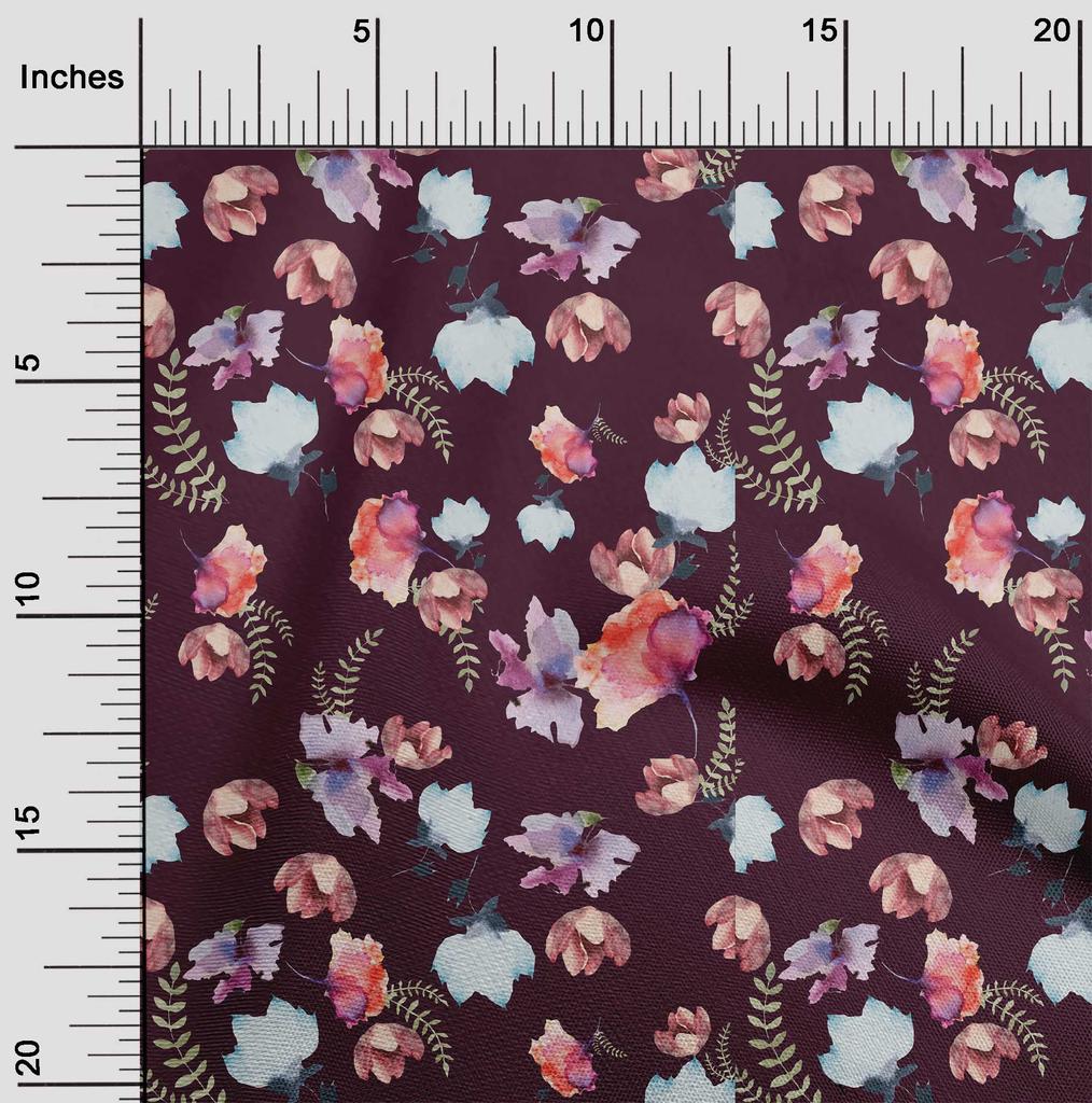 oneOone Bavlněný Flex Krémový Látka Květiny & Listy Akvarel DIY Oblečení Prošívaná Látka Potisk Látka Na Metráž 40 Palců