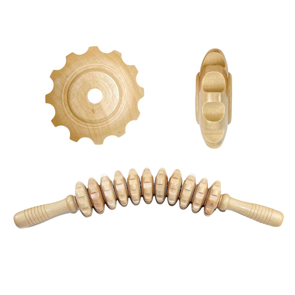 Wooden Roller Massager Wooden Therapy Roller Gear Stick Abdomen Body Muscle Belly Relief Tool Suitable for Women and Men