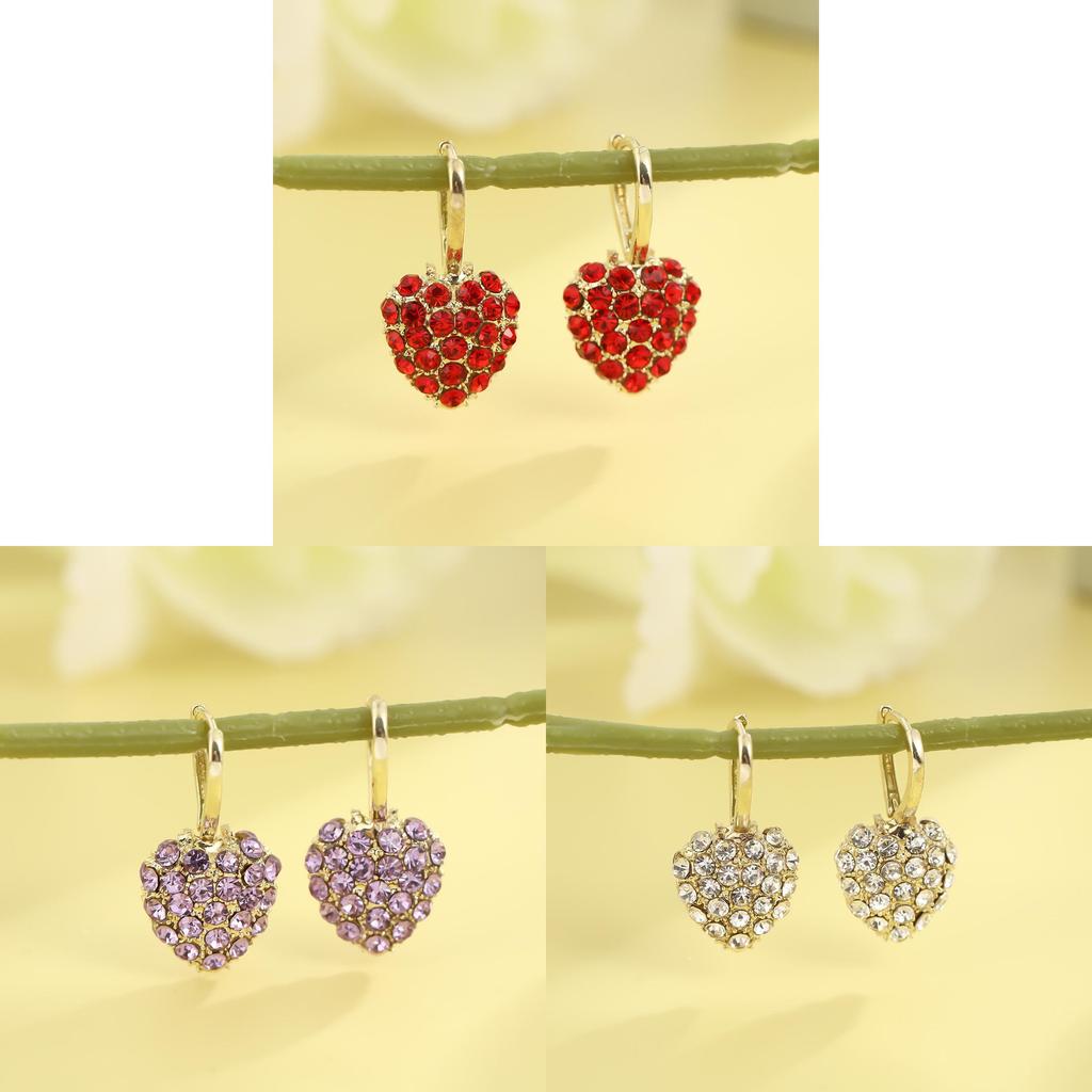 Geometric Heart Dangle Earrings With Water Diamond For Evening Party And Gift For Women
