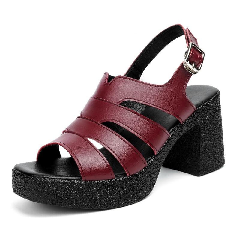 Fashion AIYUQI Women's Sandals Geuine Leather 2025 New Thick-soled Female Sandals  Fish-mouth Summer Sandals High Heels For Women