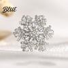 Women Fashion Accessory Rotating Snowflake Brooch Rhinestone Lapel Pin Decorative