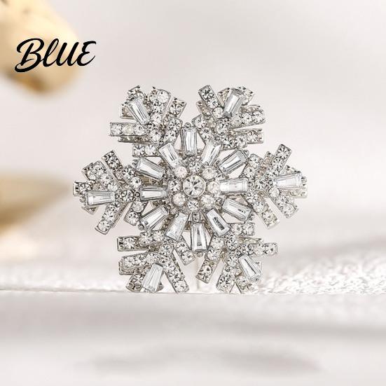 Women Fashion Accessory Rotating Snowflake Brooch Rhinestone Lapel Pin Decorative