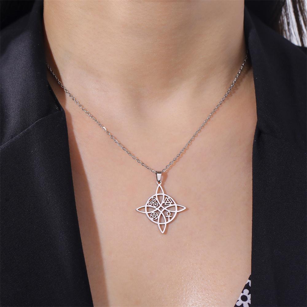 My Shape Celtics Knot Pendant Necklaces Stainless Steel Chain Ankh Cross Pentagram Valknut Pattern Chain Necklace Jewelry Gifts