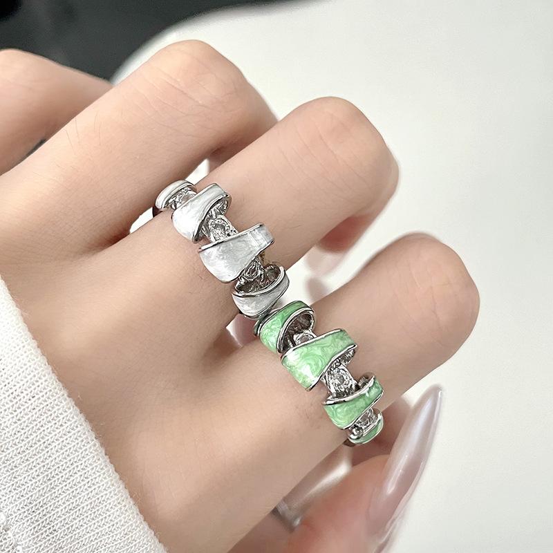 Personalized Fashion Drip Open Ring Women'S And Men'S Enamel Niche Design High-End Couple Index Finger Jewelry