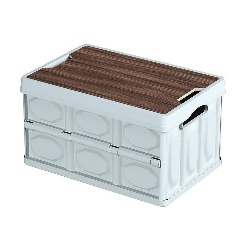 2025 Large-Capacity Multifunctional Wood Grain Folding Storage Box for Outdoor Camping