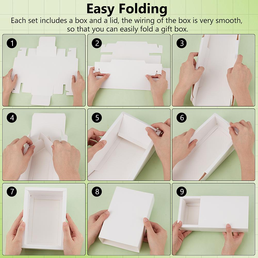 12pcs Kraft Paper Storage Gift Drawer Boxes Gift Packaging Case for Wedding Party Supplies Rectangle White Finish Product: 18.2x12.7x5.5cm