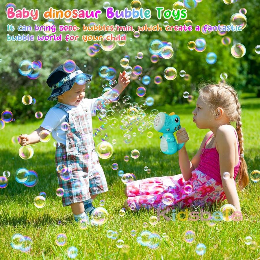 Dino Bubble Wand for Kids Birthday Gifts Musical & Light Up Fun Bubble Gun Blower Outdoor Dinosaur Toys Bubble Machine