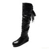 Fashionable Versatile Women High Boots Elegant Minimalist Autumn Winter New Style Pleated Women Comfortable Low Heel Boots