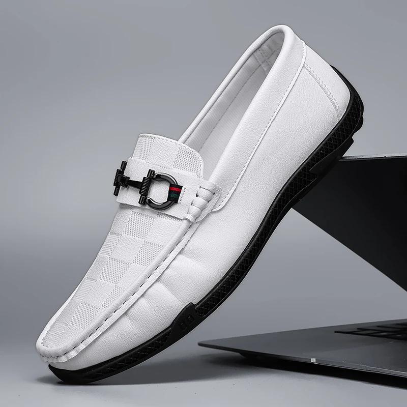 Luxusmarke Weiß Atmungsaktiv Slipper Fahrschuhe Leder Herren Freizeitschuhe Schwarz Formell Herren Kleiderschuhe Designer Herren Slipper