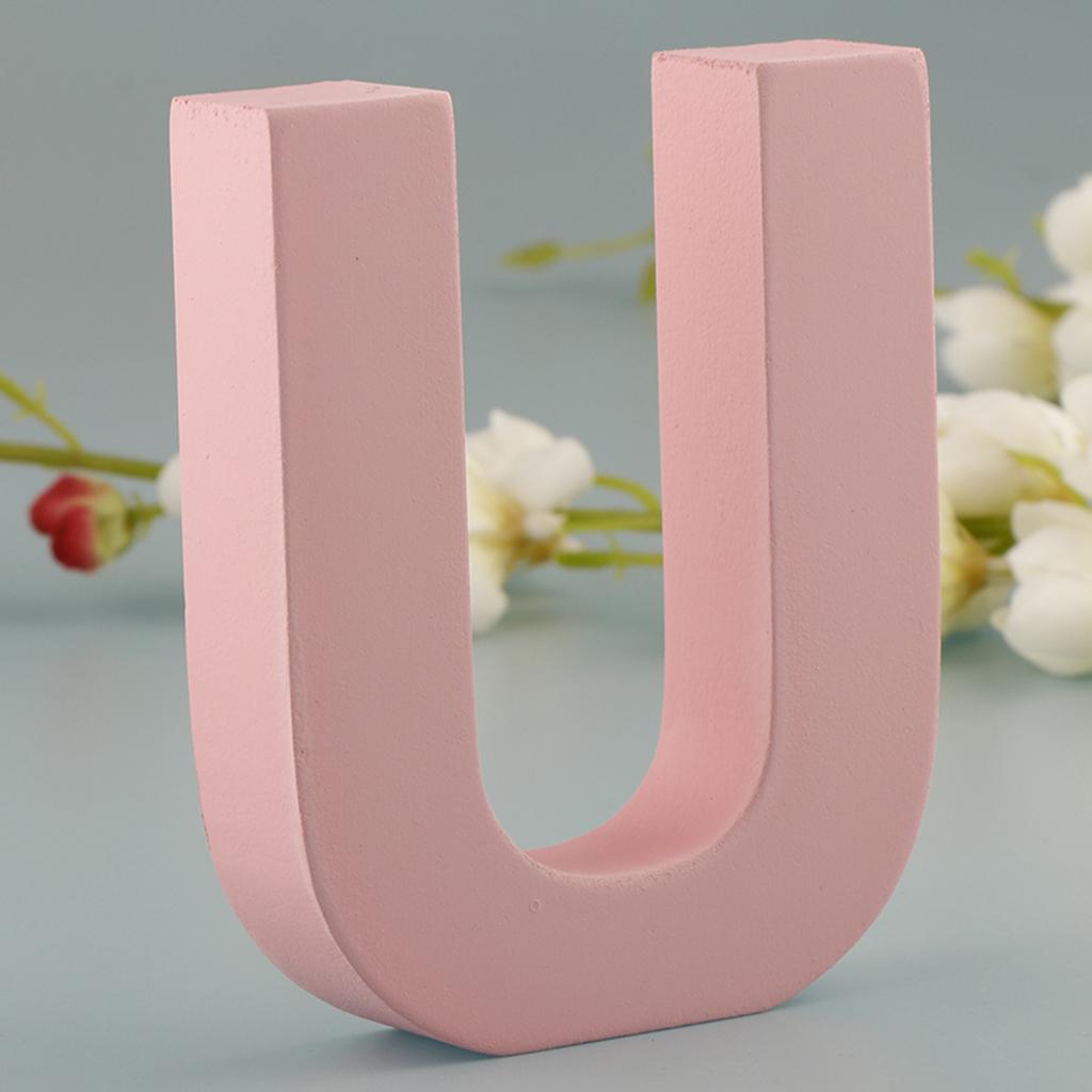 Dřevěné Růžové 26 Písmen Abecedy Svítící Písmena Nástěnná Dveřní Závěsná Cedule A-Z pro Dětský Pokoj Pokojíček Dekorace
