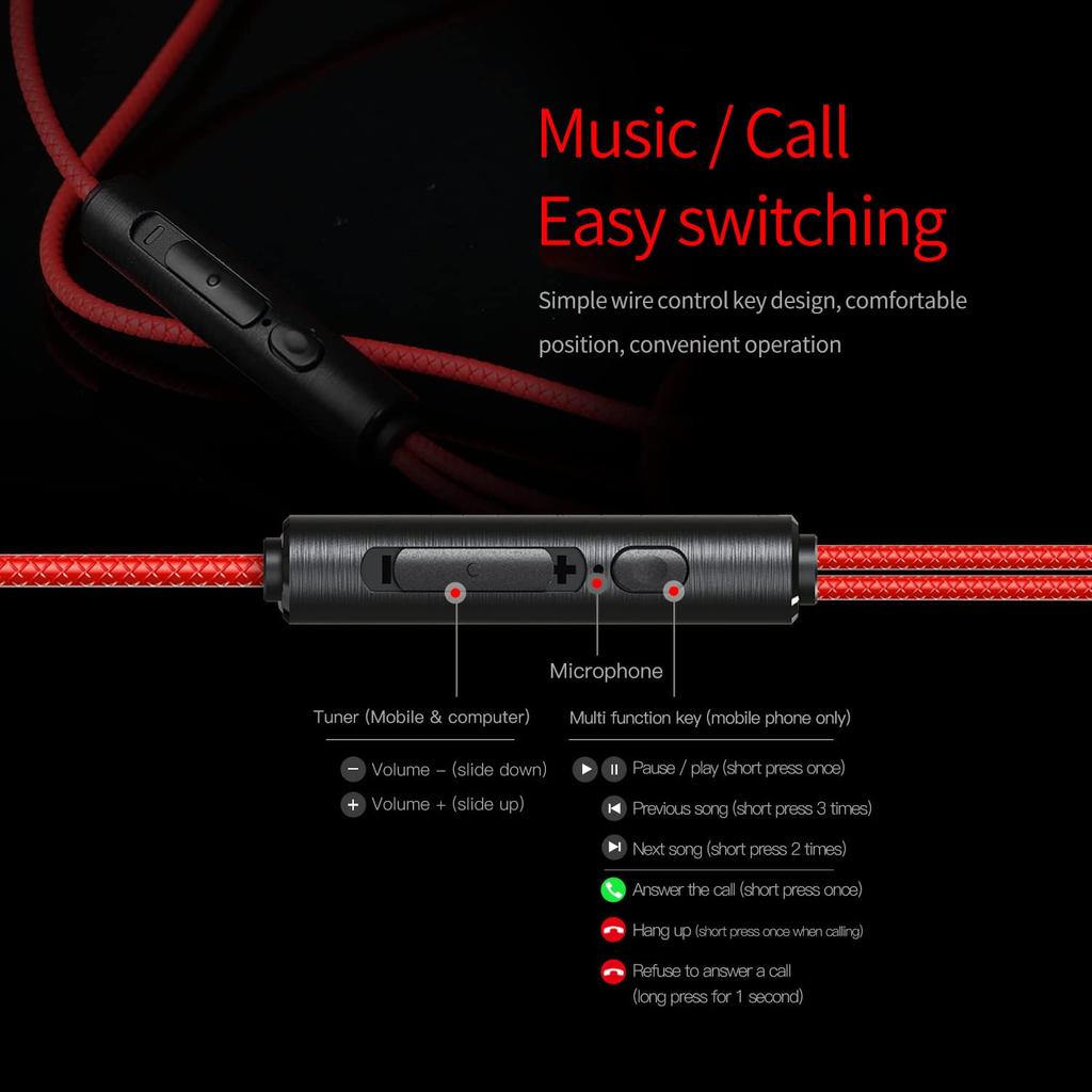 Hobbyant RX3 3.5mm Wired Gaming Earphones with Microphone, Earphone Headphones, Noise Reduction Headset - Color: Red
