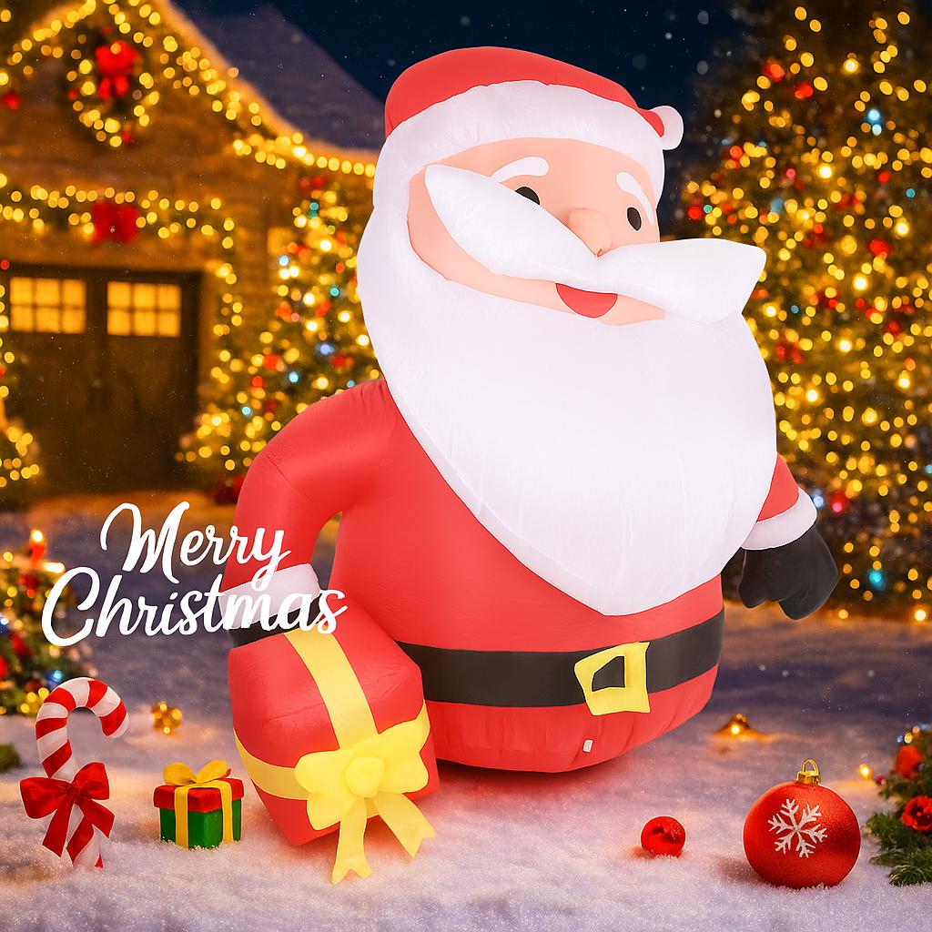 5.91FT With LED Light Inflatable Santa Claus Gift Box Toy Xmas Yard Decor Ornaments Home Decor Supplies Christmas Holiday Gift