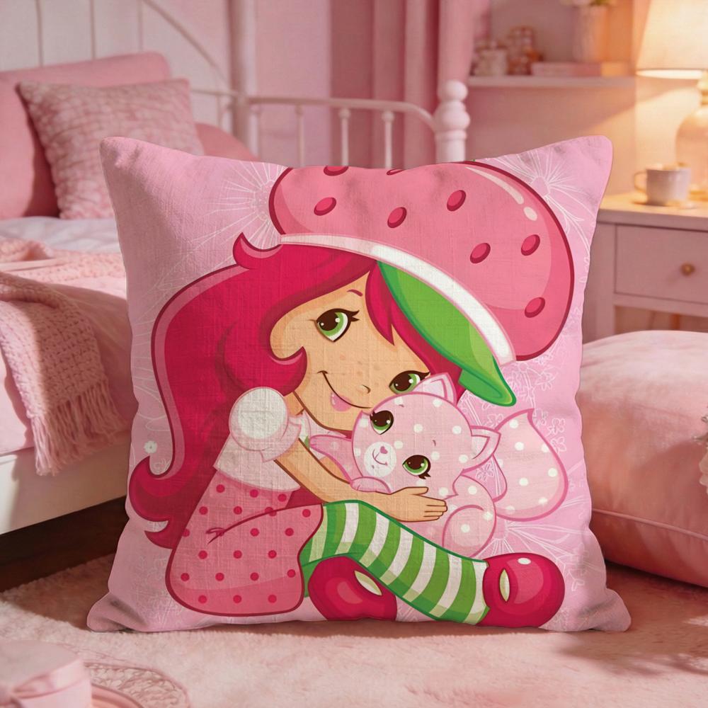 sStrawberry Shortcake Cushion Cover Premium Comfort Reversible Pillow Cove Two in One Design for Any Room Car Interior