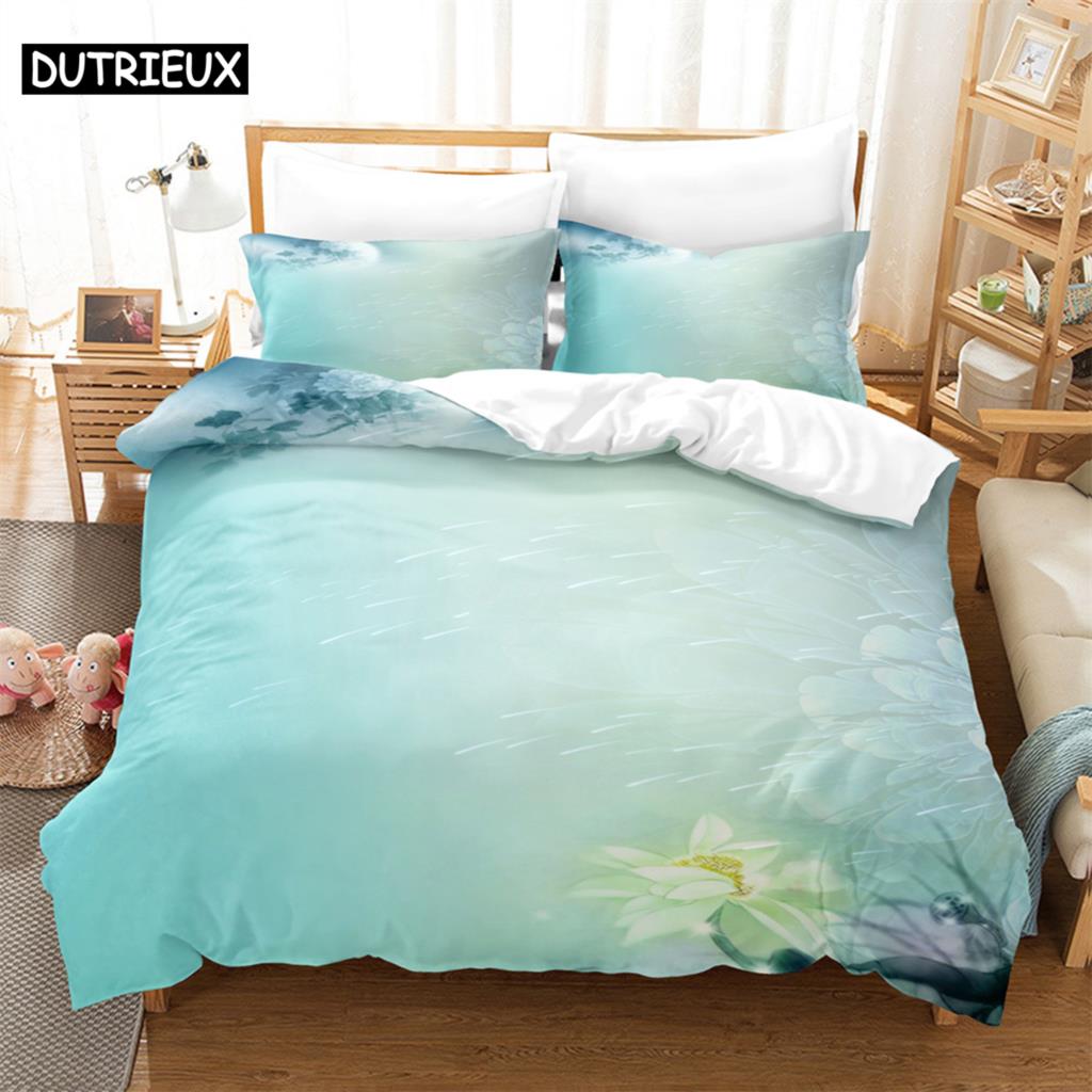 Blue 3Pcs Bedding Sets 3D Digital Printing Custom Quilt Duvet Cover Set Home Queen King Quilt Pillowcase